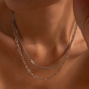Double Layer Silver Chain Necklace